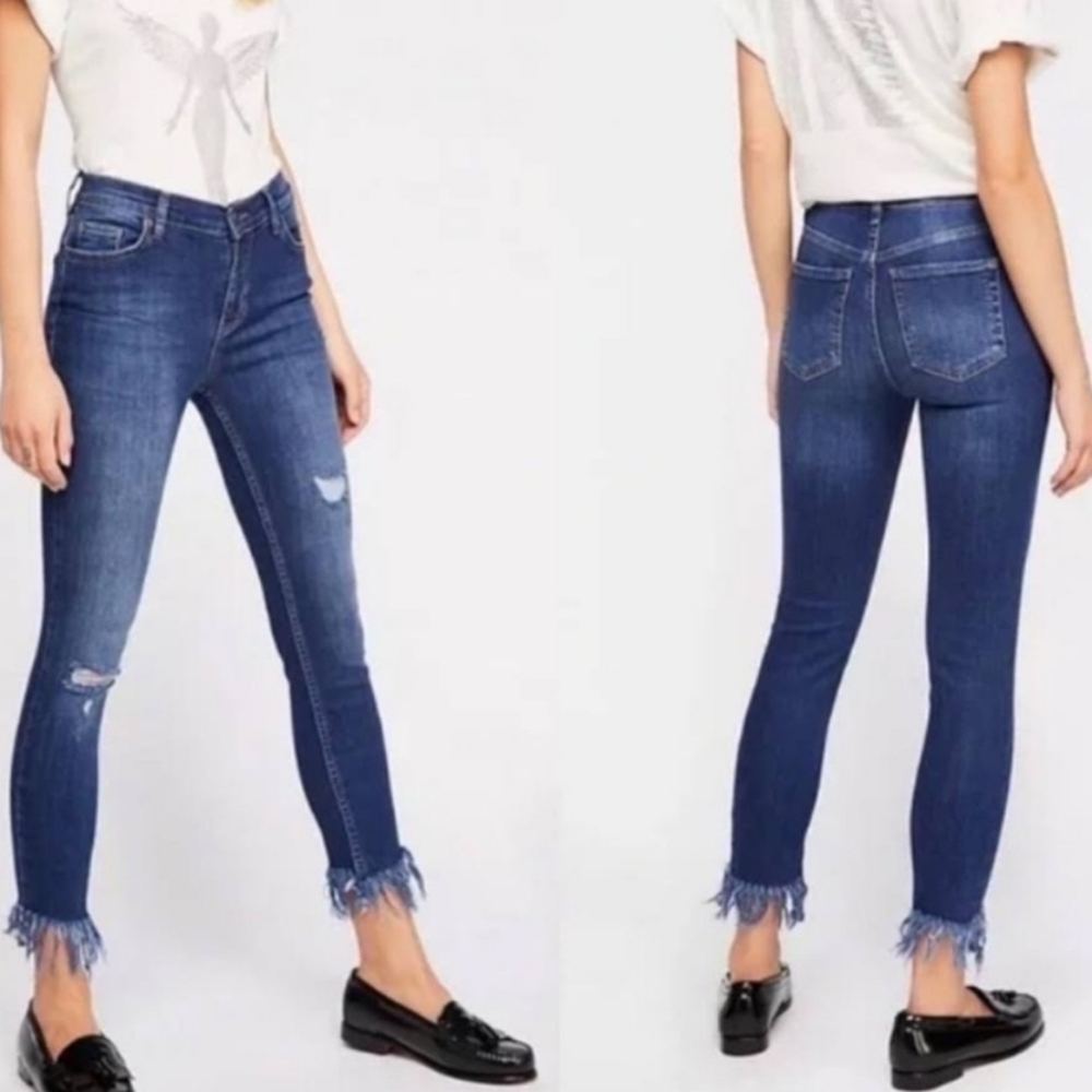 Distressed Frayed Hem Women Jeans